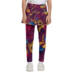 Psychedelic Digital Art Colorful Flower Abstract Multi Colored Kids  Skirted Pants by Bedest