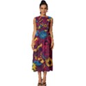 Psychedelic Digital Art Colorful Flower Abstract Multi Colored Sleeveless Round Neck Midi Dress View1