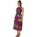 Psychedelic Digital Art Colorful Flower Abstract Multi Colored Sleeveless Round Neck Midi Dress View2