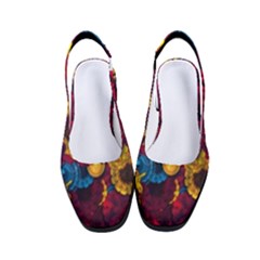 Psychedelic Digital Art Colorful Flower Abstract Multi Colored Women s Classic Slingback Heels by Bedest