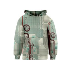 Green Red And White Line Digital Abstract Art Kids  Pullover Hoodie by Bedest