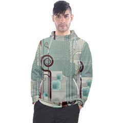 Green Red And White Line Digital Abstract Art Men s Pullover Hoodie