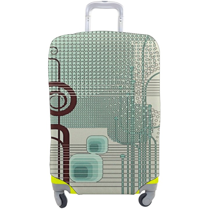 Green Red And White Line Digital Abstract Art Luggage Cover (Large)