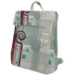 Green Red And White Line Digital Abstract Art Flap Top Backpack by Bedest