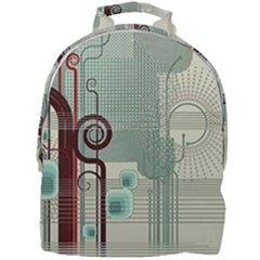 Green Red And White Line Digital Abstract Art Mini Full Print Backpack by Bedest