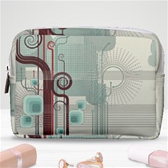 Green Red And White Line Digital Abstract Art Make Up Pouch (medium) by Bedest