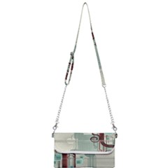 Green Red And White Line Digital Abstract Art Mini Crossbody Handbag by Bedest