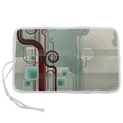 Green Red And White Line Digital Abstract Art Pen Storage Case (m) by Bedest