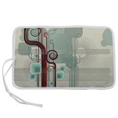 Green Red And White Line Digital Abstract Art Pen Storage Case (l) by Bedest