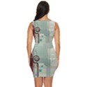 Green Red And White Line Digital Abstract Art Draped Bodycon Dress View4