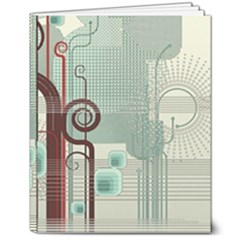 Green Red And White Line Digital Abstract Art 8  X 10  Softcover Notebook by Bedest