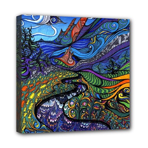 Multicolored Abstract Painting Artwork Psychedelic Colorful Mini Canvas 8  X 8  (stretched) by Bedest