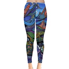 Multicolored Abstract Painting Artwork Psychedelic Colorful Everyday Leggings  by Bedest