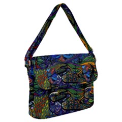 Multicolored Abstract Painting Artwork Psychedelic Colorful Buckle Messenger Bag by Bedest