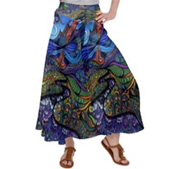 Multicolored Abstract Painting Artwork Psychedelic Colorful Women s Satin Palazzo Pants by Bedest