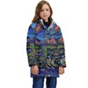 Multicolored Abstract Painting Artwork Psychedelic Colorful Kids  Hooded Longline Puffer Jacket View1