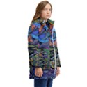 Multicolored Abstract Painting Artwork Psychedelic Colorful Kids  Hooded Longline Puffer Jacket View2