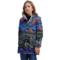 Multicolored Abstract Painting Artwork Psychedelic Colorful Kids  Hooded Longline Puffer Jacket View3