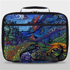 Multicolored Abstract Painting Artwork Psychedelic Colorful Full Print Lunch Bag by Bedest