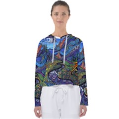 Multicolored Abstract Painting Artwork Psychedelic Colorful Women s Slouchy Sweat by Bedest