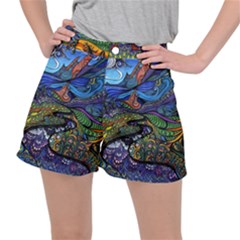 Multicolored Abstract Painting Artwork Psychedelic Colorful Women s Ripstop Shorts by Bedest