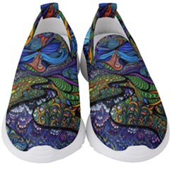 Multicolored Abstract Painting Artwork Psychedelic Colorful Kids  Slip On Sneakers by Bedest