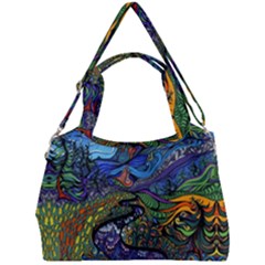 Multicolored Abstract Painting Artwork Psychedelic Colorful Double Compartment Shoulder Bag by Bedest