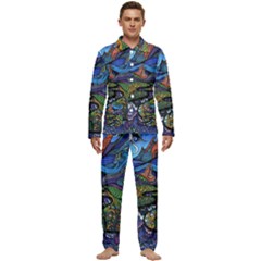 Multicolored Abstract Painting Artwork Psychedelic Colorful Men s Long Sleeve Velvet Pocket Pajamas Set by Bedest