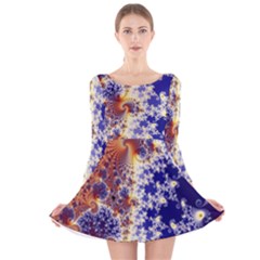 Psychedelic Colorful Abstract Trippy Fractal Mandelbrot Set Long Sleeve Velvet Skater Dress by Bedest