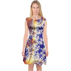 Psychedelic Colorful Abstract Trippy Fractal Mandelbrot Set Capsleeve Midi Dress by Bedest