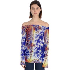 Psychedelic Colorful Abstract Trippy Fractal Mandelbrot Set Off Shoulder Long Sleeve Top by Bedest