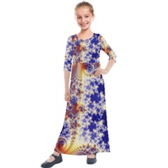 Psychedelic Colorful Abstract Trippy Fractal Mandelbrot Set Kids  Quarter Sleeve Maxi Dress by Bedest