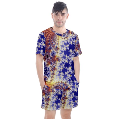 Psychedelic Colorful Abstract Trippy Fractal Mandelbrot Set Men s Mesh T-shirt And Shorts Set by Bedest