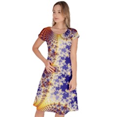 Psychedelic Colorful Abstract Trippy Fractal Mandelbrot Set Classic Short Sleeve Dress by Bedest