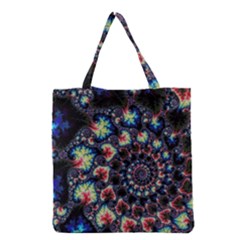 Psychedelic Colorful Abstract Trippy Fractal Grocery Tote Bag by Bedest