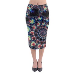 Psychedelic Colorful Abstract Trippy Fractal Midi Pencil Skirt by Bedest