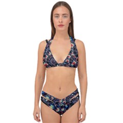 Psychedelic Colorful Abstract Trippy Fractal Double Strap Halter Bikini Set by Bedest