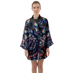 Psychedelic Colorful Abstract Trippy Fractal Long Sleeve Satin Kimono by Bedest