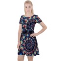 Psychedelic Colorful Abstract Trippy Fractal Cap Sleeve Velour Dress  View1