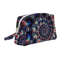 Psychedelic Colorful Abstract Trippy Fractal Wristlet Pouch Bag (medium) by Bedest