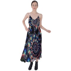 Psychedelic Colorful Abstract Trippy Fractal Tie Back Maxi Dress by Bedest