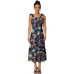 Psychedelic Colorful Abstract Trippy Fractal Tie-strap Tiered Midi Chiffon Dress by Bedest