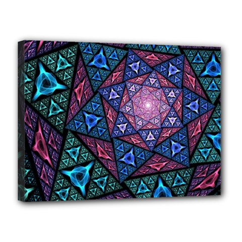 Purple Psychedelic Art Pattern Mosaic Design Fractal Art Canvas 16  X 12  (stretched) by Bedest