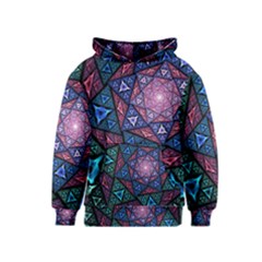 Purple Psychedelic Art Pattern Mosaic Design Fractal Art Kids  Pullover Hoodie by Bedest