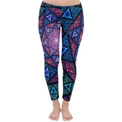 Purple Psychedelic Art Pattern Mosaic Design Fractal Art Classic Winter Leggings