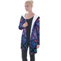 Purple Psychedelic Art Pattern Mosaic Design Fractal Art Longline Hooded Cardigan View1