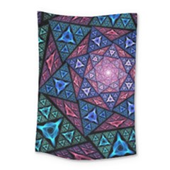 Purple Psychedelic Art Pattern Mosaic Design Fractal Art Small Tapestry by Bedest