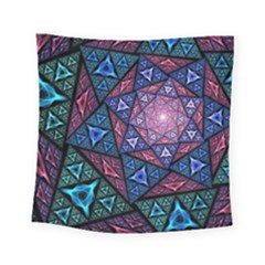 Purple Psychedelic Art Pattern Mosaic Design Fractal Art Square Tapestry (small) by Bedest