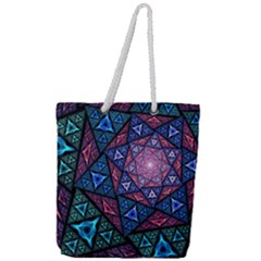 Purple Psychedelic Art Pattern Mosaic Design Fractal Art Full Print Rope Handle Tote (large)