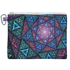 Purple Psychedelic Art Pattern Mosaic Design Fractal Art Canvas Cosmetic Bag (xxl) by Bedest